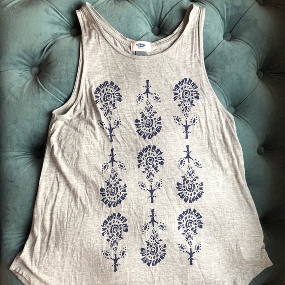 Old Navy Tops - Old Navy Heather Gray Blue Floral Boho Swing Tank